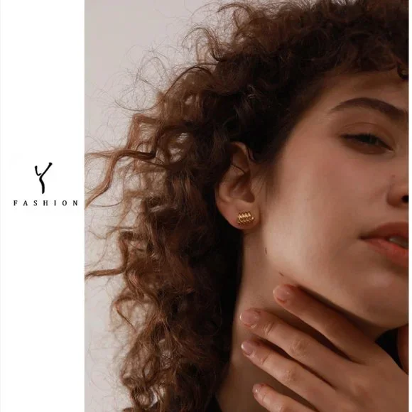 New 18K Gold  Silver Twisted Stud Earrings - Picture 7 of 17